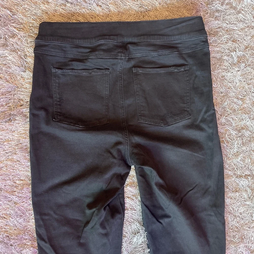 SPANX Black Distressed Skinny Pull On Denim Jeans / Pants Size XL - Picture 8 of 8